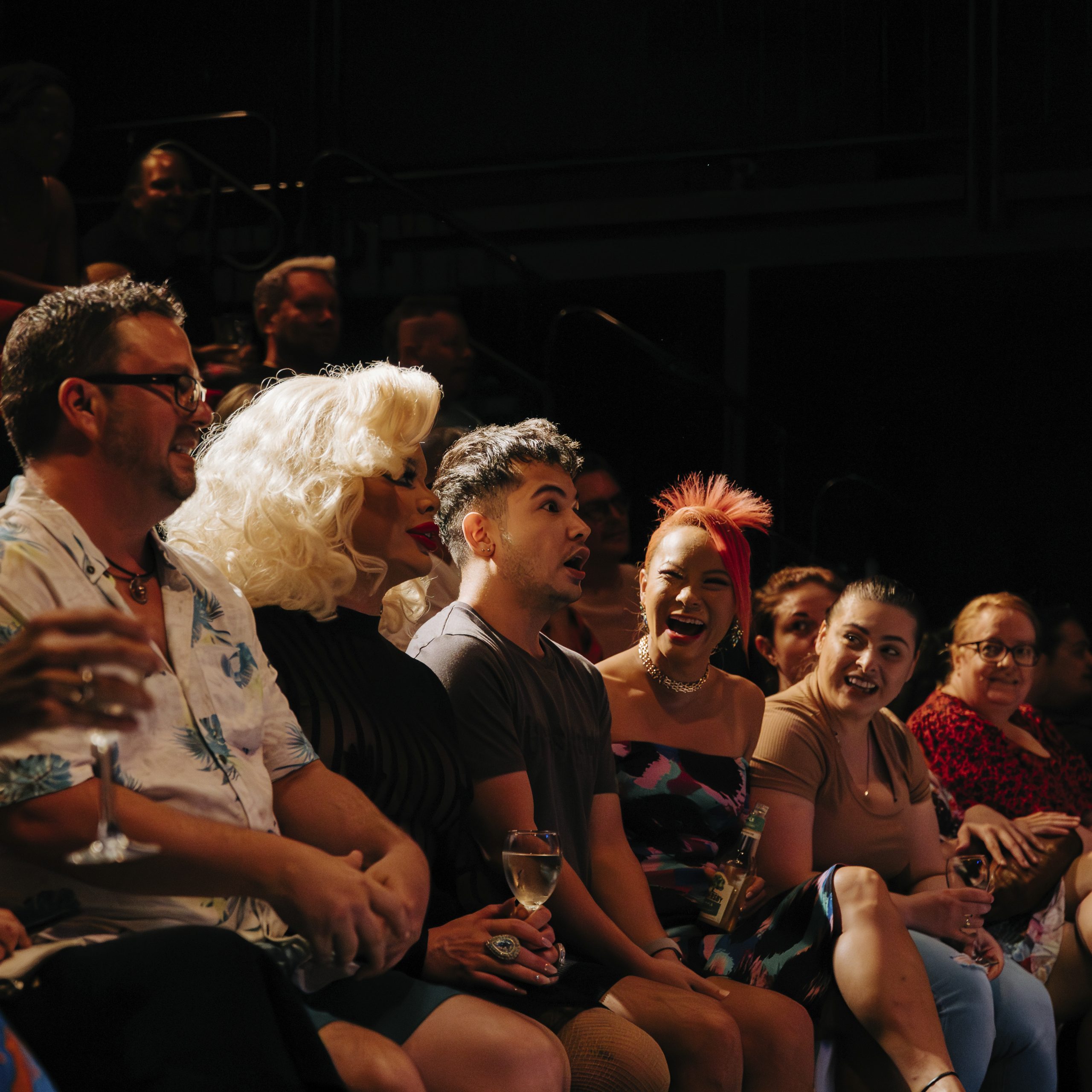 Photo of a crowd sitting in the Brown's Mart Theatre