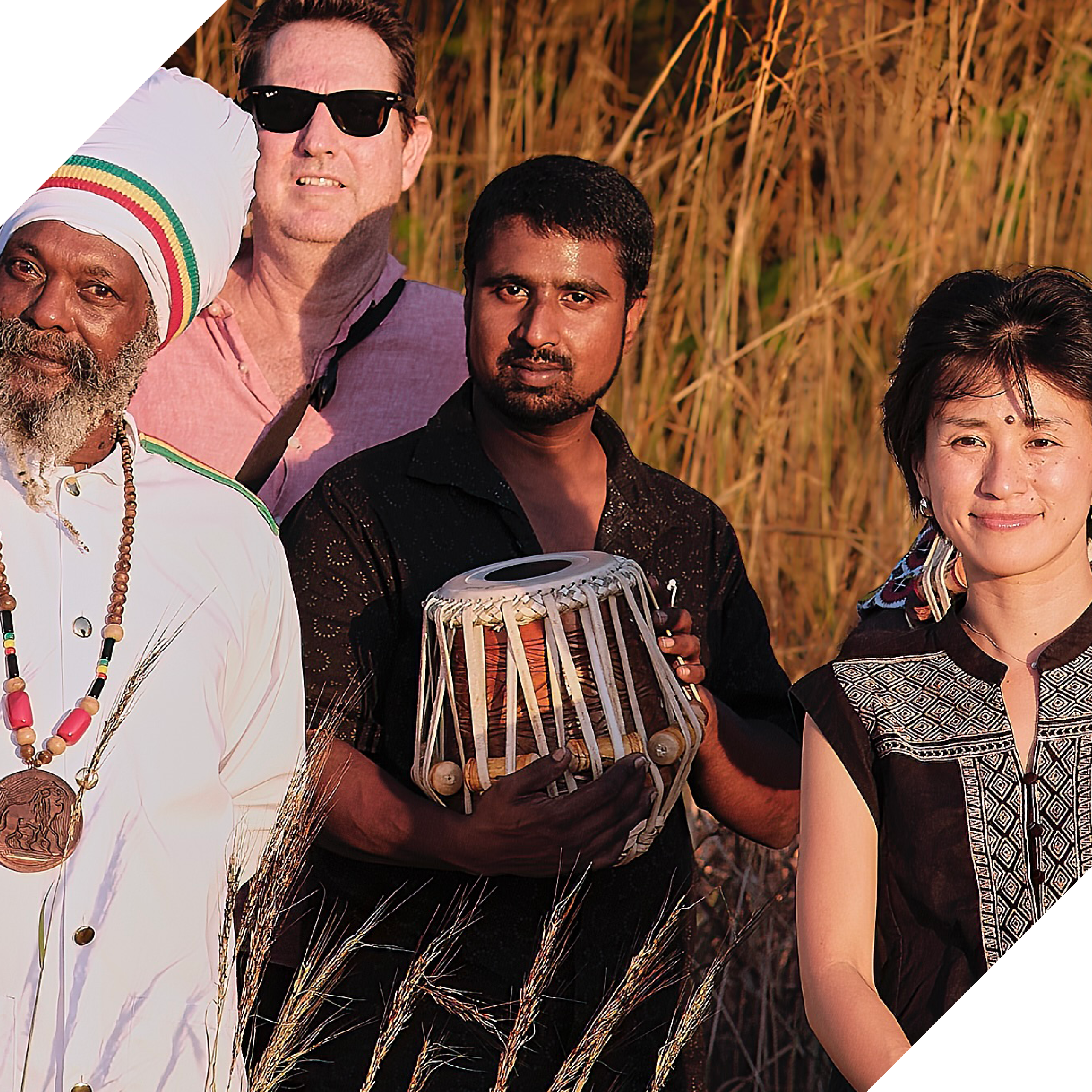 Cropped photo of the world mix band